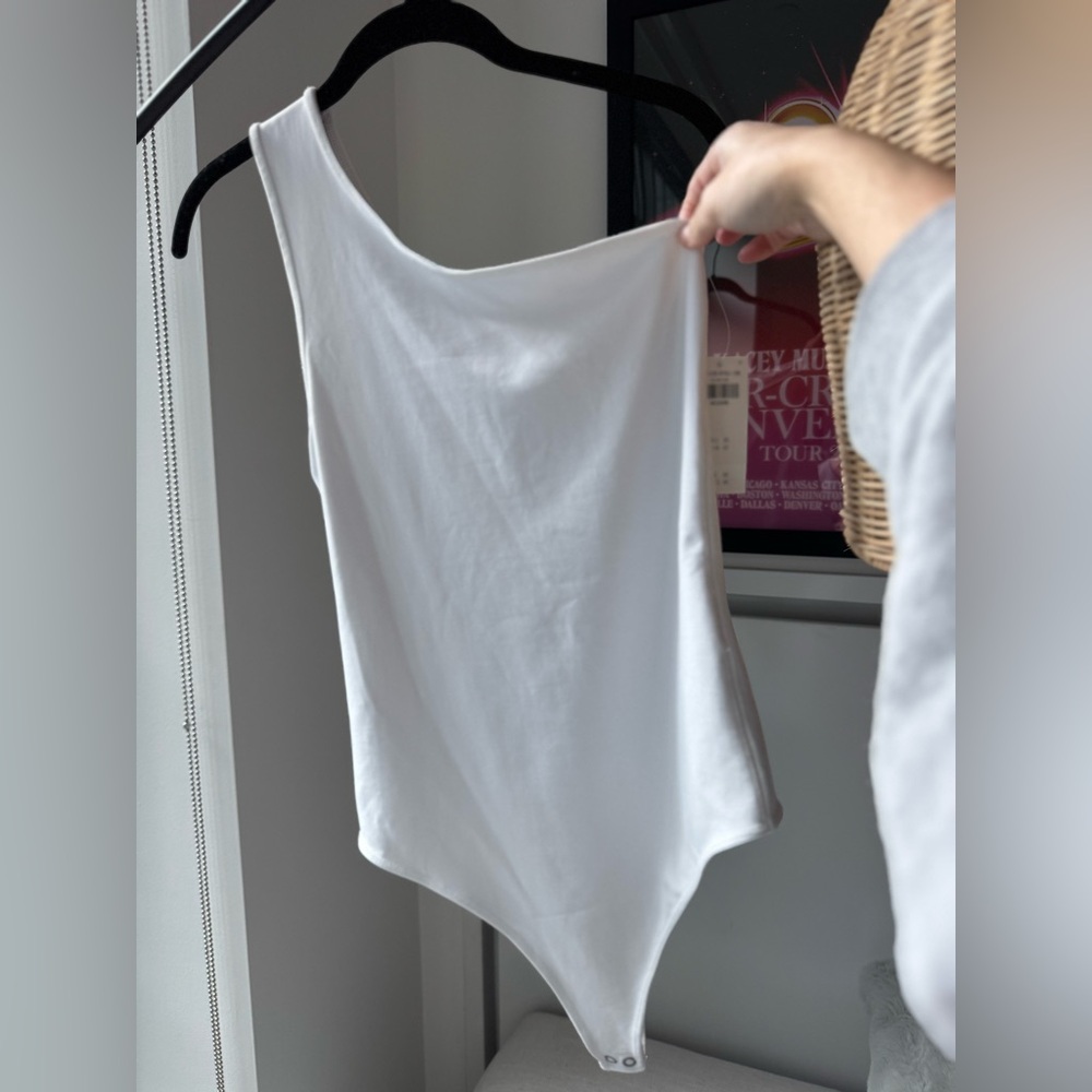 NWT Abercrombie White One-Shoulder Bodysuit